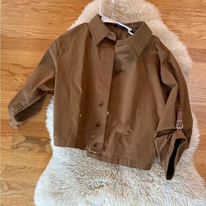 *NWT MICAS Brown Cropped Jacket with Buckle Detail